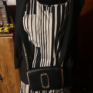 Marc Jacobs Black with Pink-Trim Leather Crossbody Bag